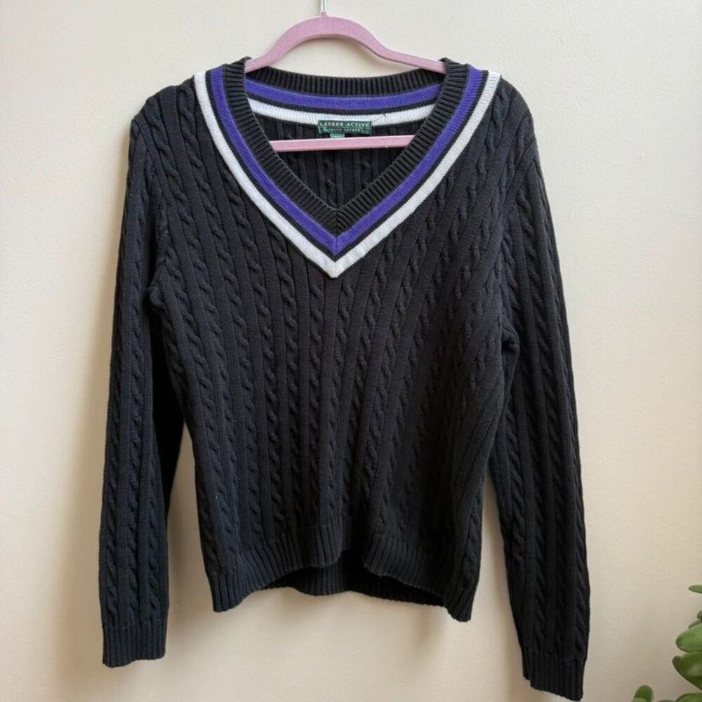 Vintage Lauren Active Ralph Lauren Cable Knit Tennis Sweater S